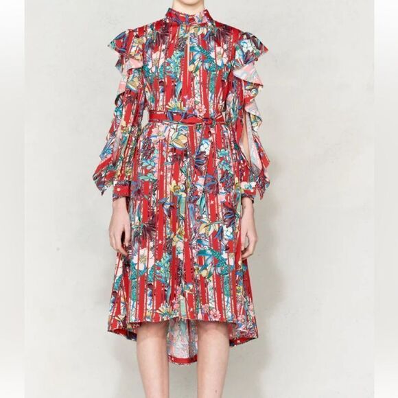 NWT Golden Goose Deluxe Brand Chieko dress -Candy Apple Flowers - Picture 1 of 7